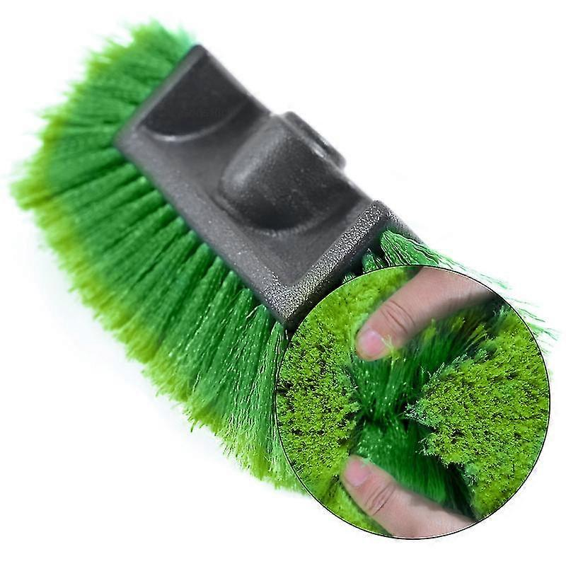 Car Cleaning Brush with Water Flow Retractable Handle 75–160cm Soft Bristle Wash Tool Green