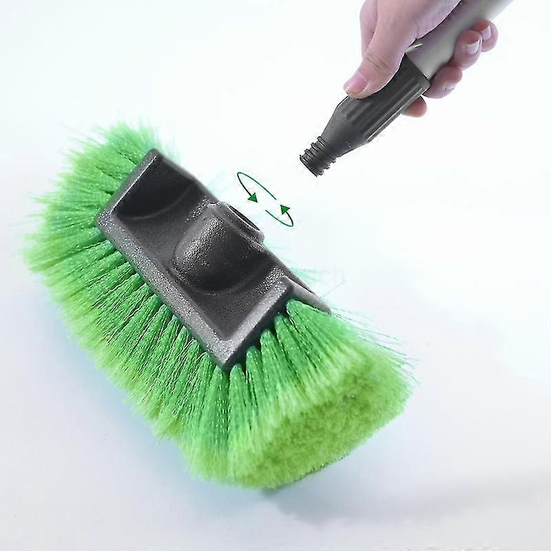 Car Cleaning Brush with Water Flow Retractable Handle 75–160cm Soft Bristle Wash Tool Green