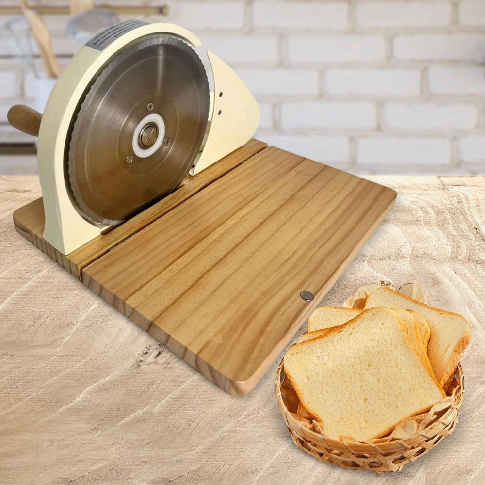Manual Bread Slicer – Cast Iron Body & Beech Wood Base – Adjustable Thickness – Y Foldable