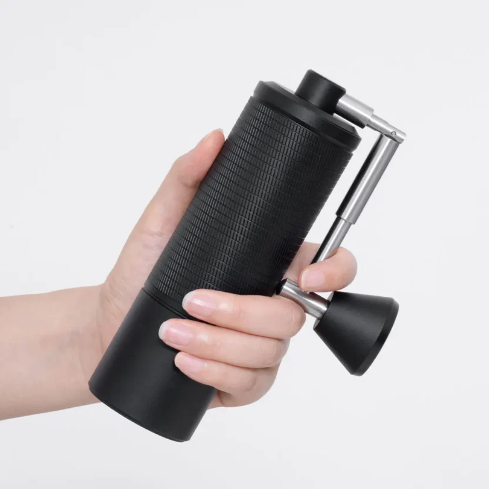 Manual Espresso Coffee Grinder – Adjustable Steel Burr Hand Grinder with Cleaning Brush – Outdoor Portable - Black
