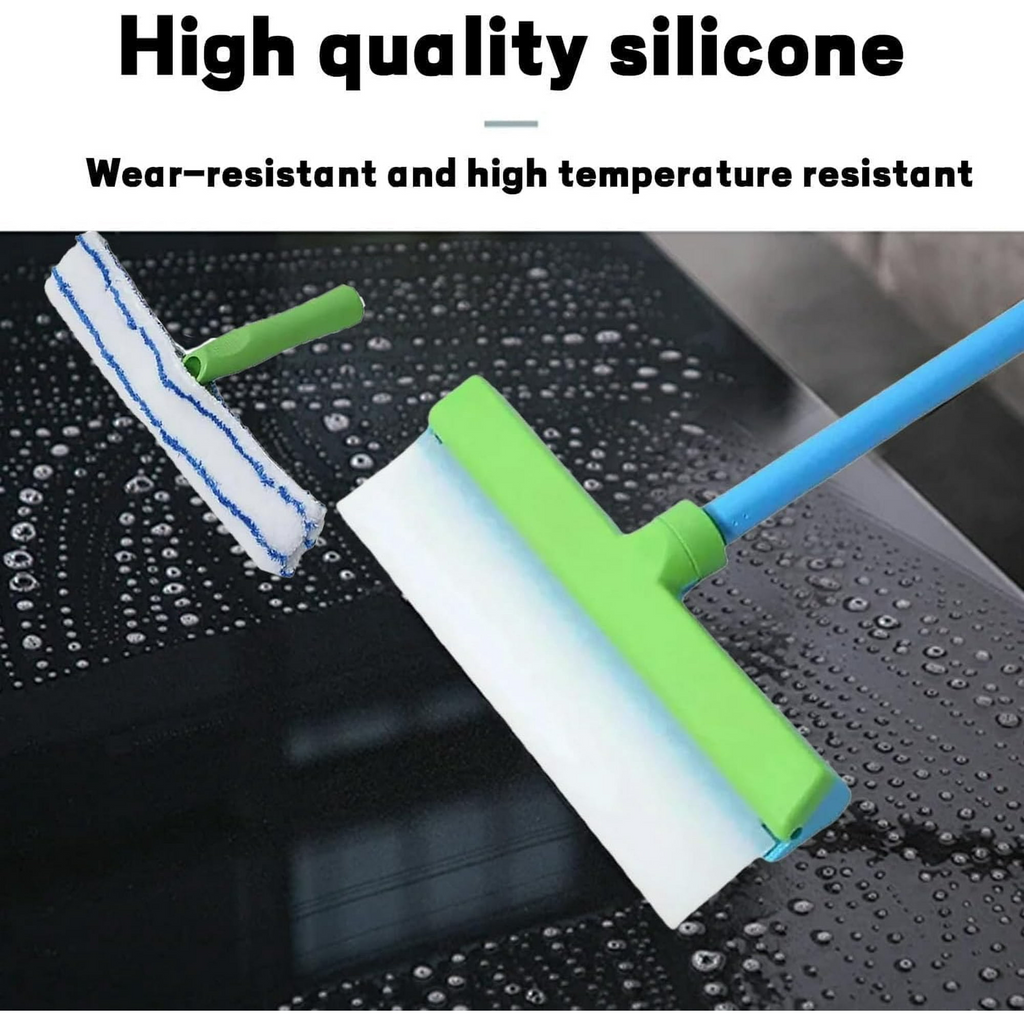 Car Wash Brush 12 Inch Microfiber Mop 2 In 1 Cleaning Tool for Glass Paint Home Blue and White