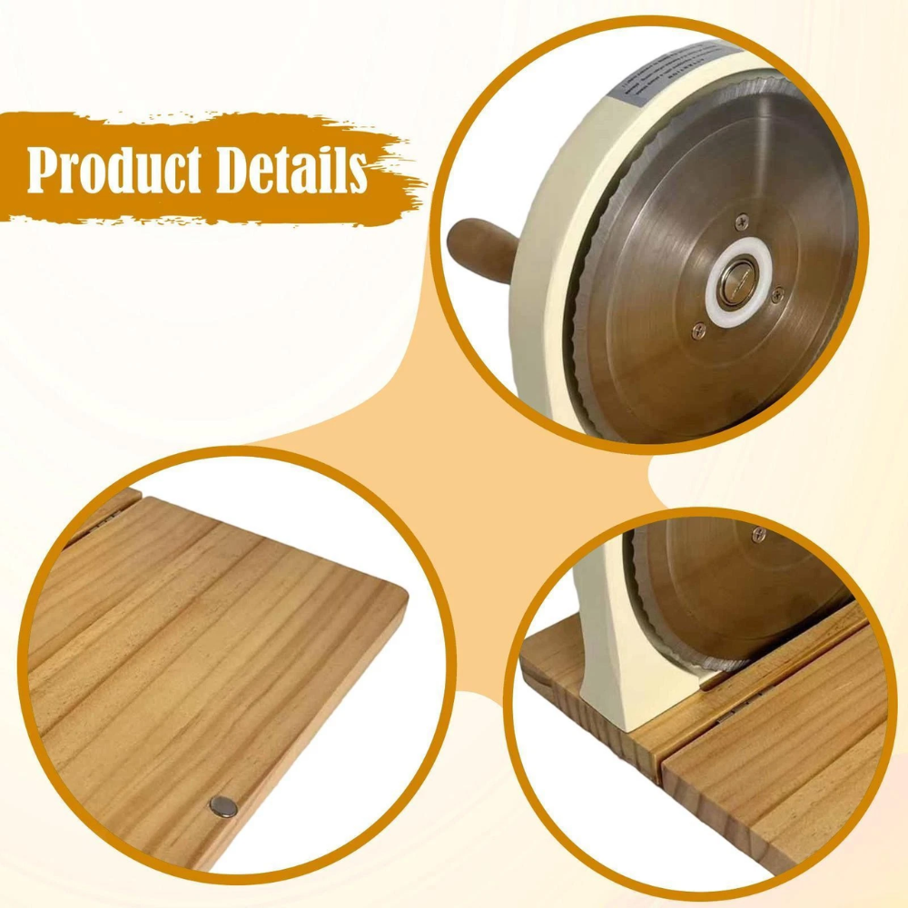 Manual Bread Slicer – Cast Iron Body & Beech Wood Base – Adjustable Thickness – Y Foldable