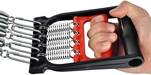 Chest Expander Resistance Trainer 5 Spring Adjustable Hand Gripper Pull Exerciser - Black & Red