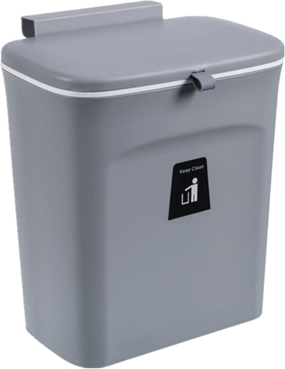 Wall Mounted Trash Can Hanging Kitchen Bin with Lid Space Saving Design Gray 9L