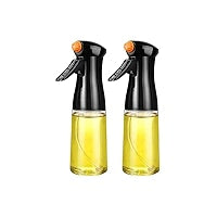 2 Pack 200ml Glass Olive Oil Sprayer Bottles Refillable Cooking Oil Mister for BBQ Baking Air Fryer and Salad – Black