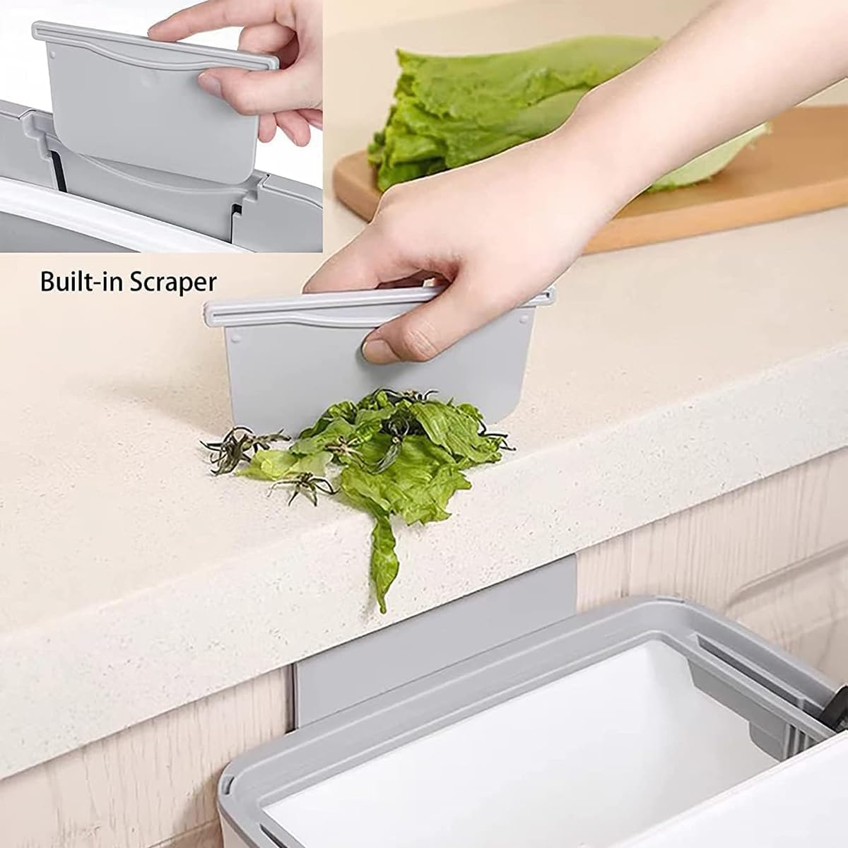 Wall Mounted Trash Can Hanging Kitchen Bin with Lid Space Saving Design White 9L