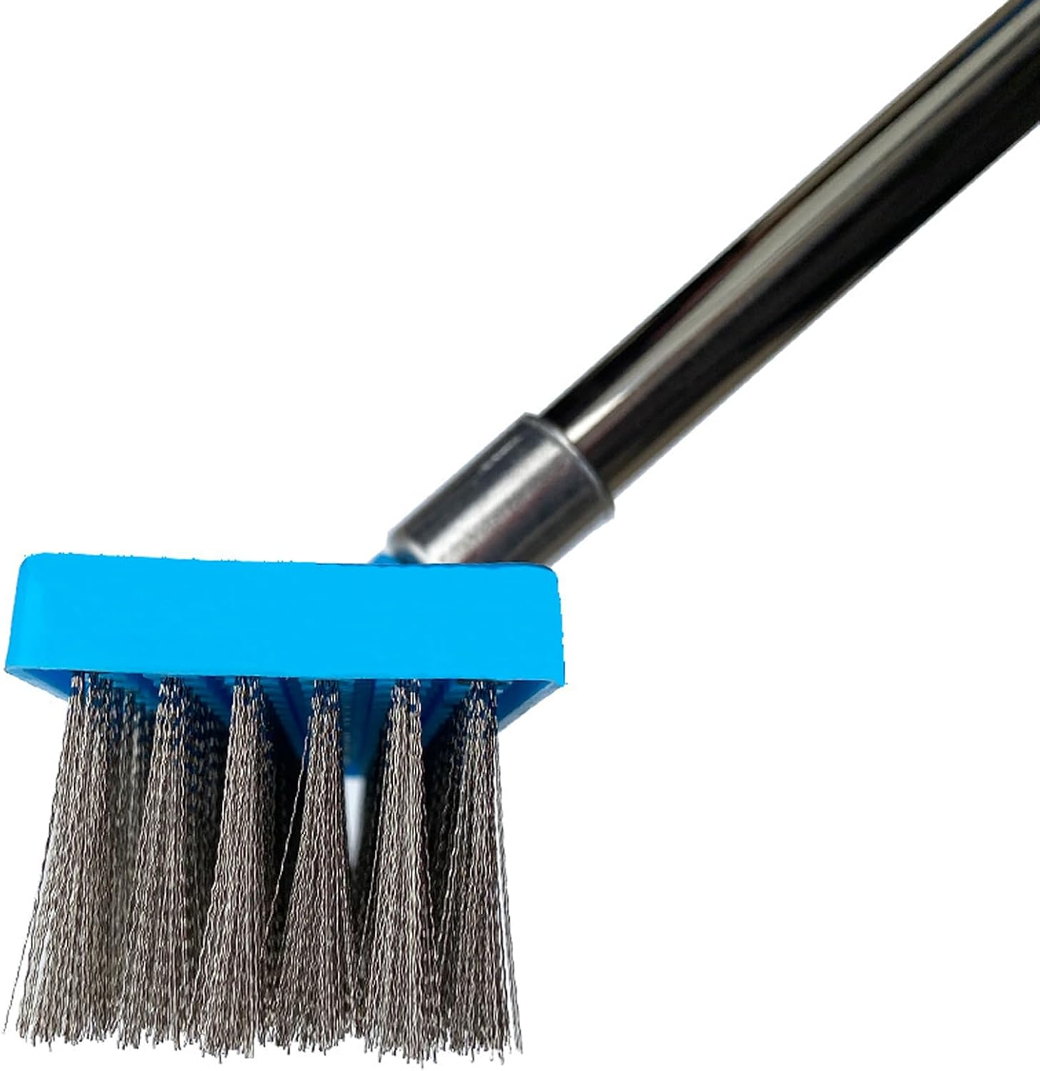 Deck Scrub Brush Long Handle Stainless Steel Wire Floor Cleaning Brush - Blue