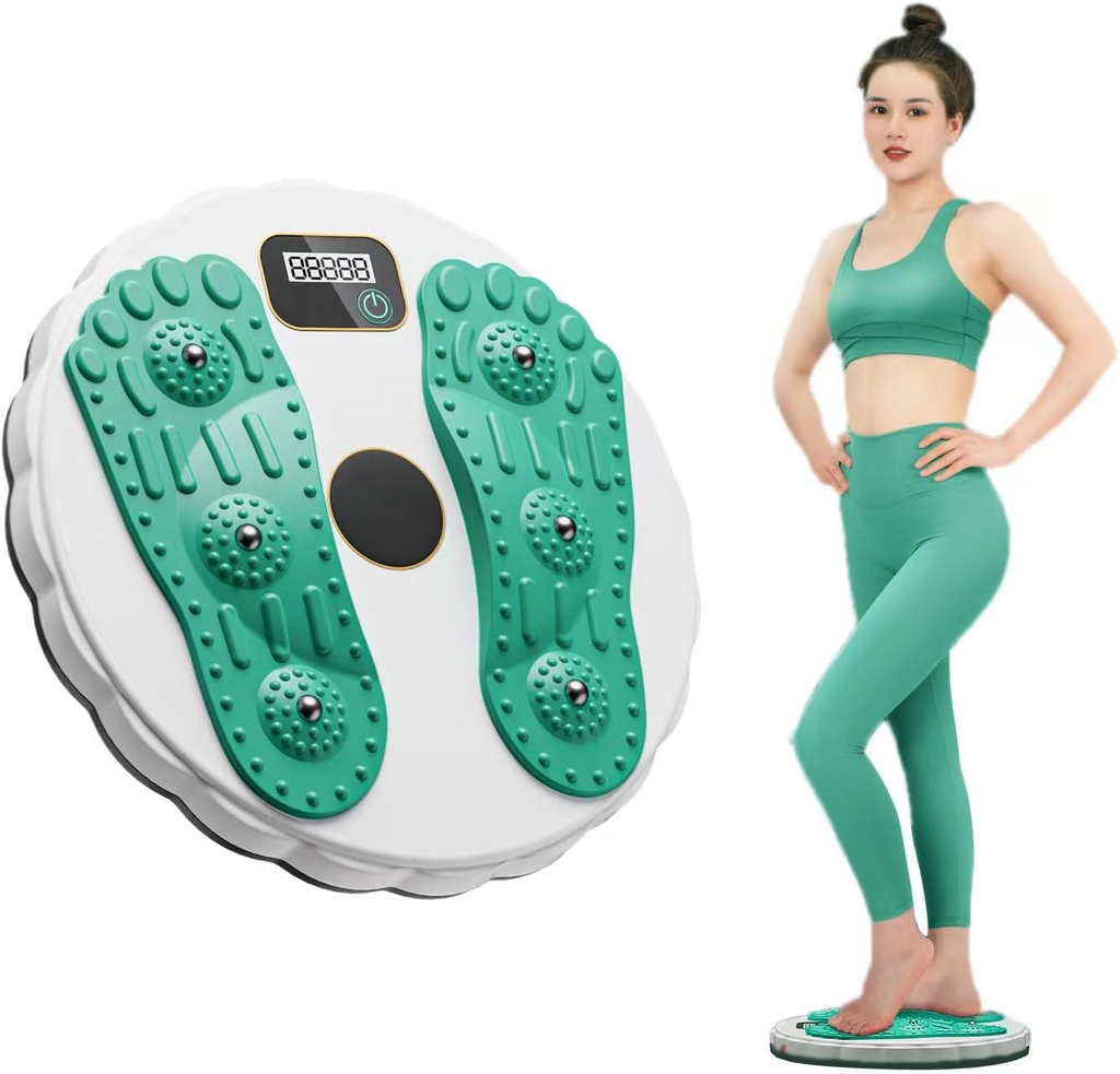 Twisting Waist Disc Fitness Board with LCD Display Rotating Core Trainer - White Green