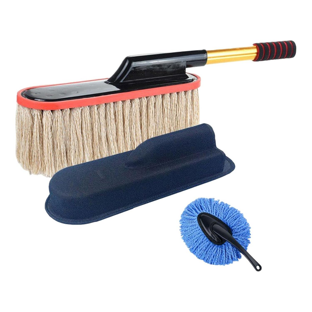 Car Cleaning Duster Mop Telescopic Handle 55–70cm Microfiber Wax Brush Set  Beige