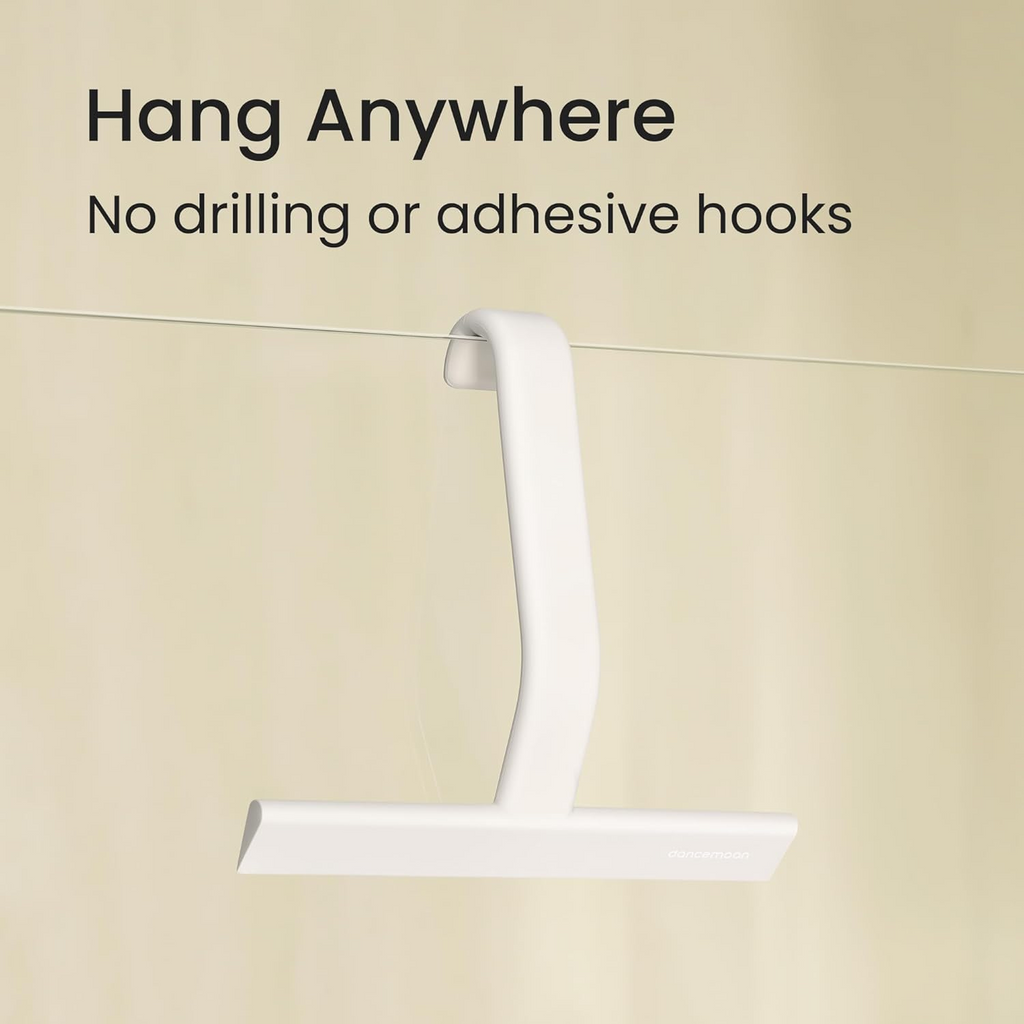 Silicone Glass Squeegee Window Bathroom Wiper with Hook T Handle - White