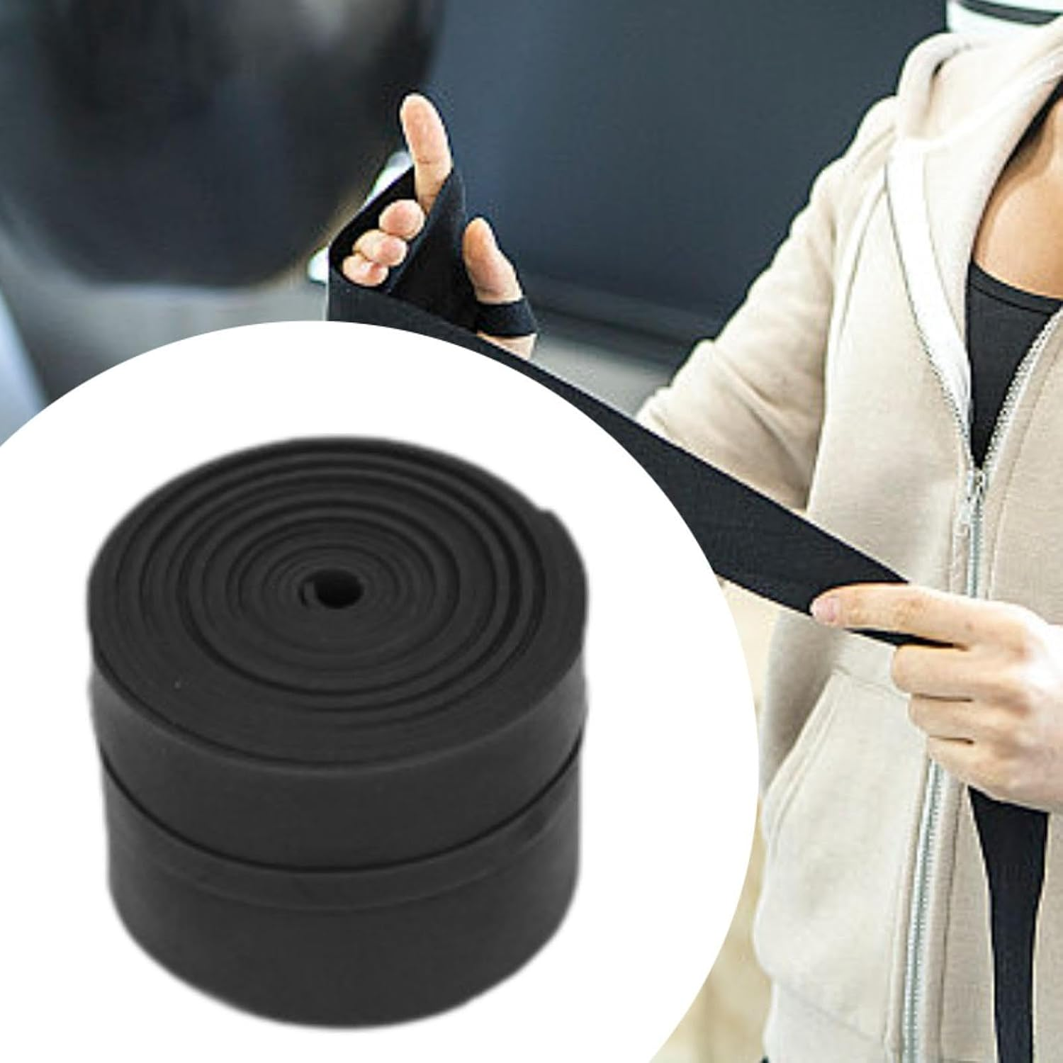 Muscle Compression Floss Band Elastic Resistance Training Band 208x5x0.13cm Joint Stability Fitness Tool - Black