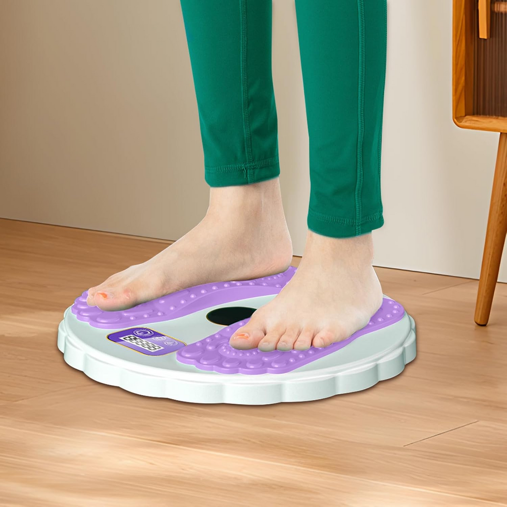 Twisting Waist Disc Fitness Board with LCD Display Rotating Core Trainer - White Purple