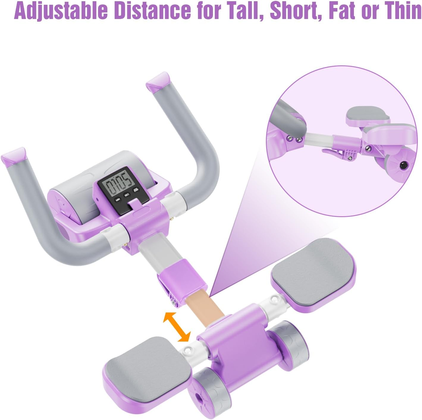 Adjustable Ab Roller Four Wheel Rebound Core Trainer Plank Support Fitness Equipment - Purple