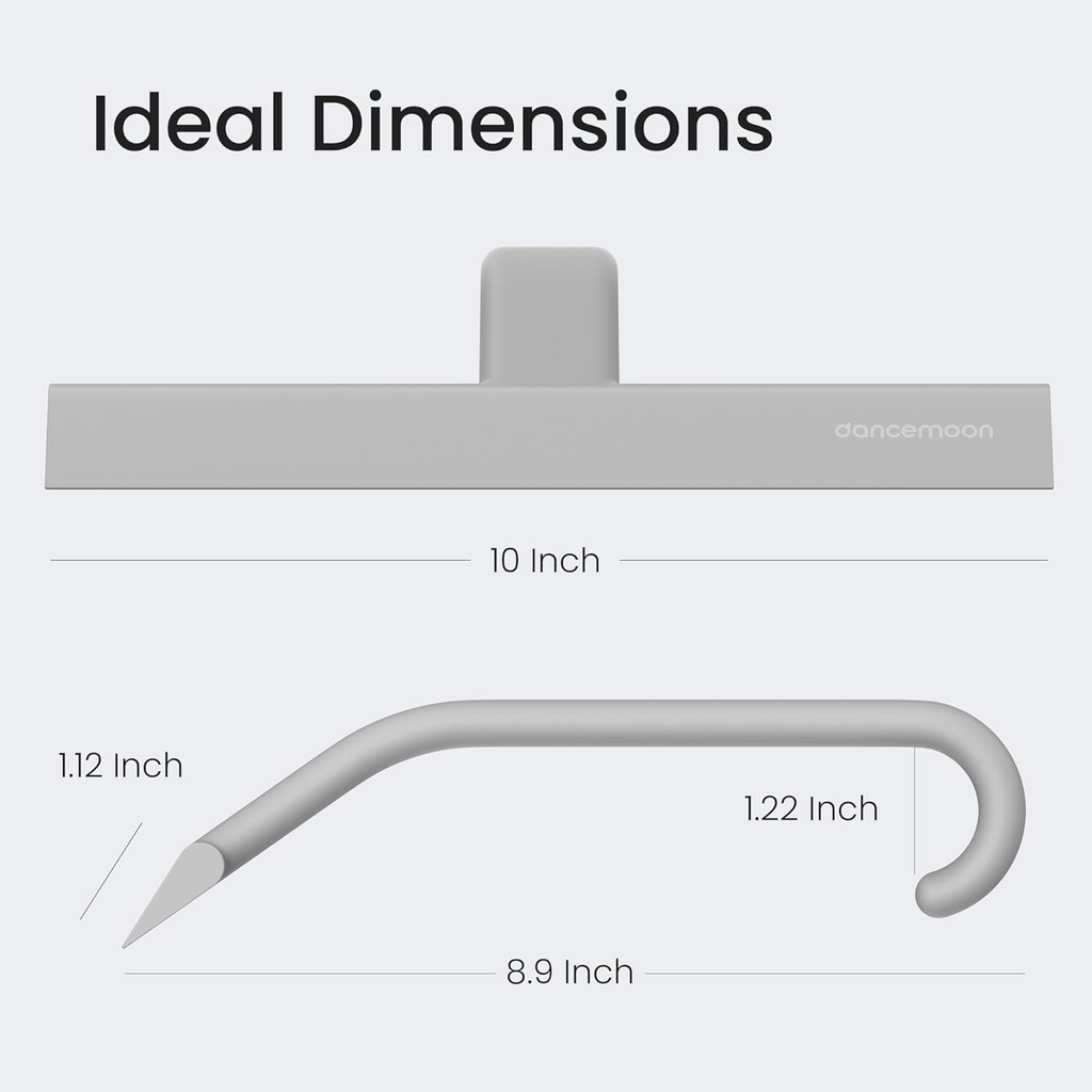 Silicone Glass Squeegee Window Bathroom Wiper with Hook T Handle - Grey