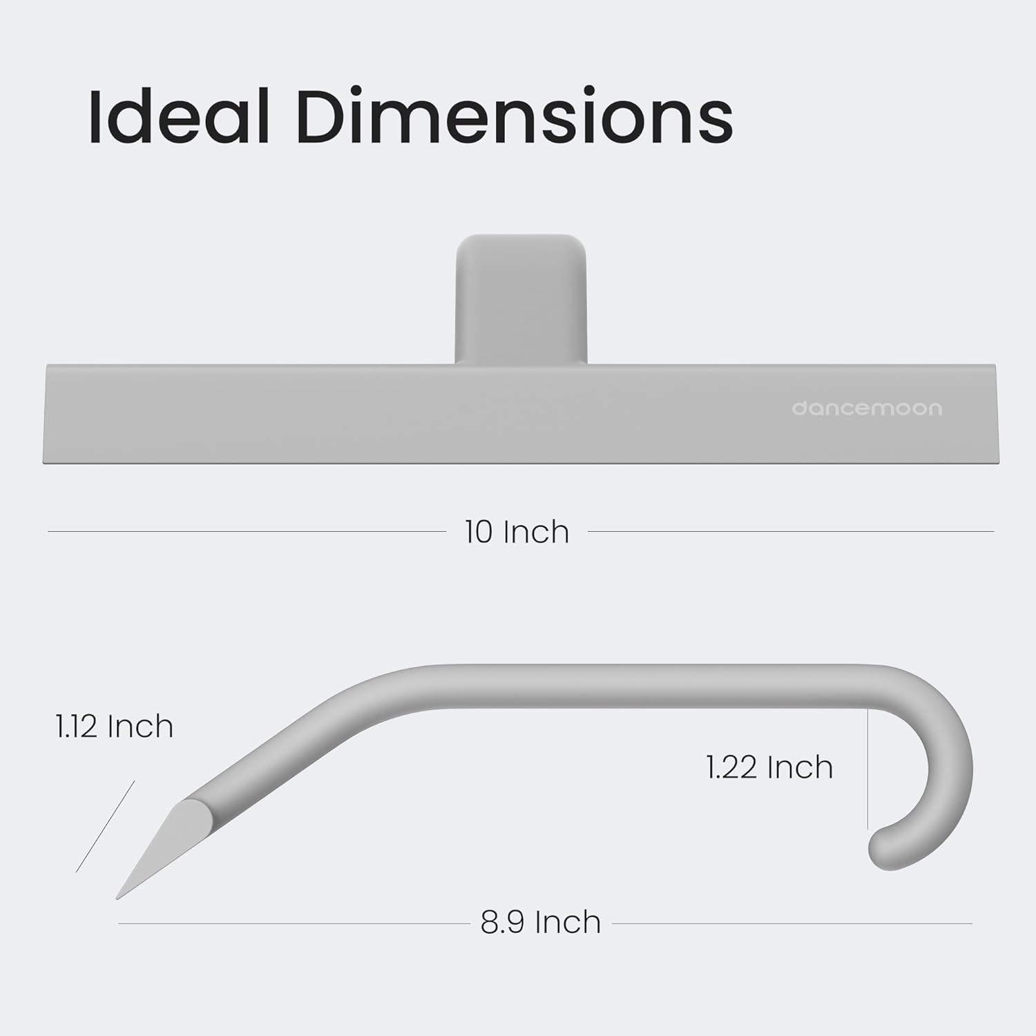 Silicone Glass Squeegee Window Bathroom Wiper with Hook T Handle - Grey