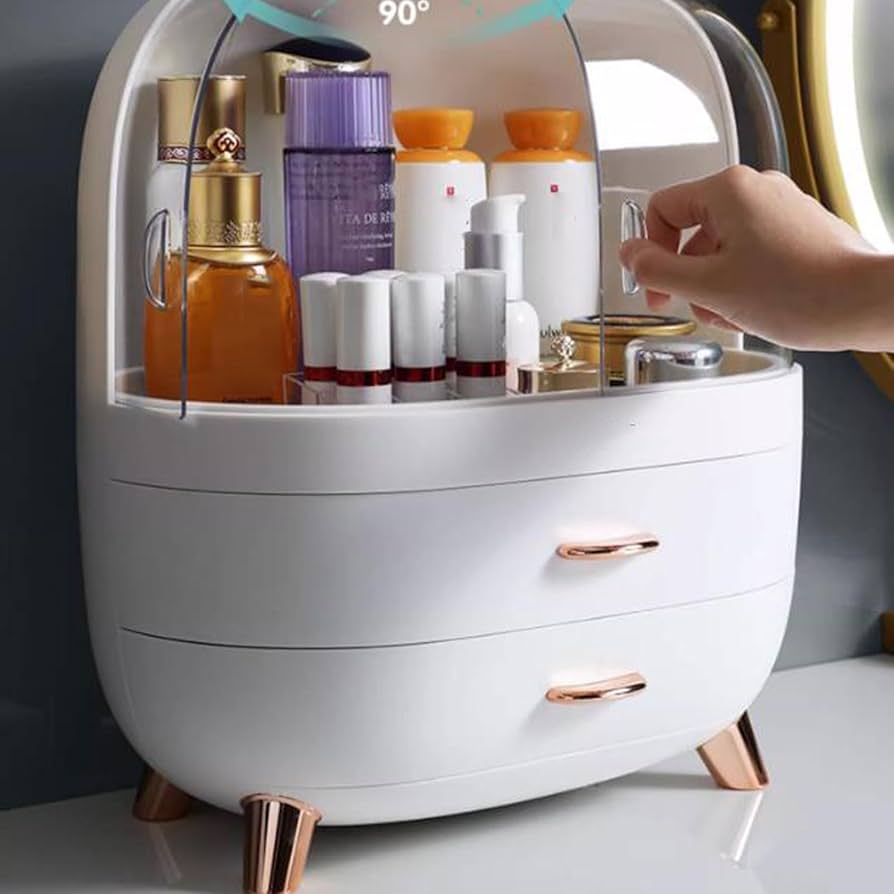 Large Makeup Storage Organizer Box with Drawers Cosmetic and Jewelry Desktop Container – Pink