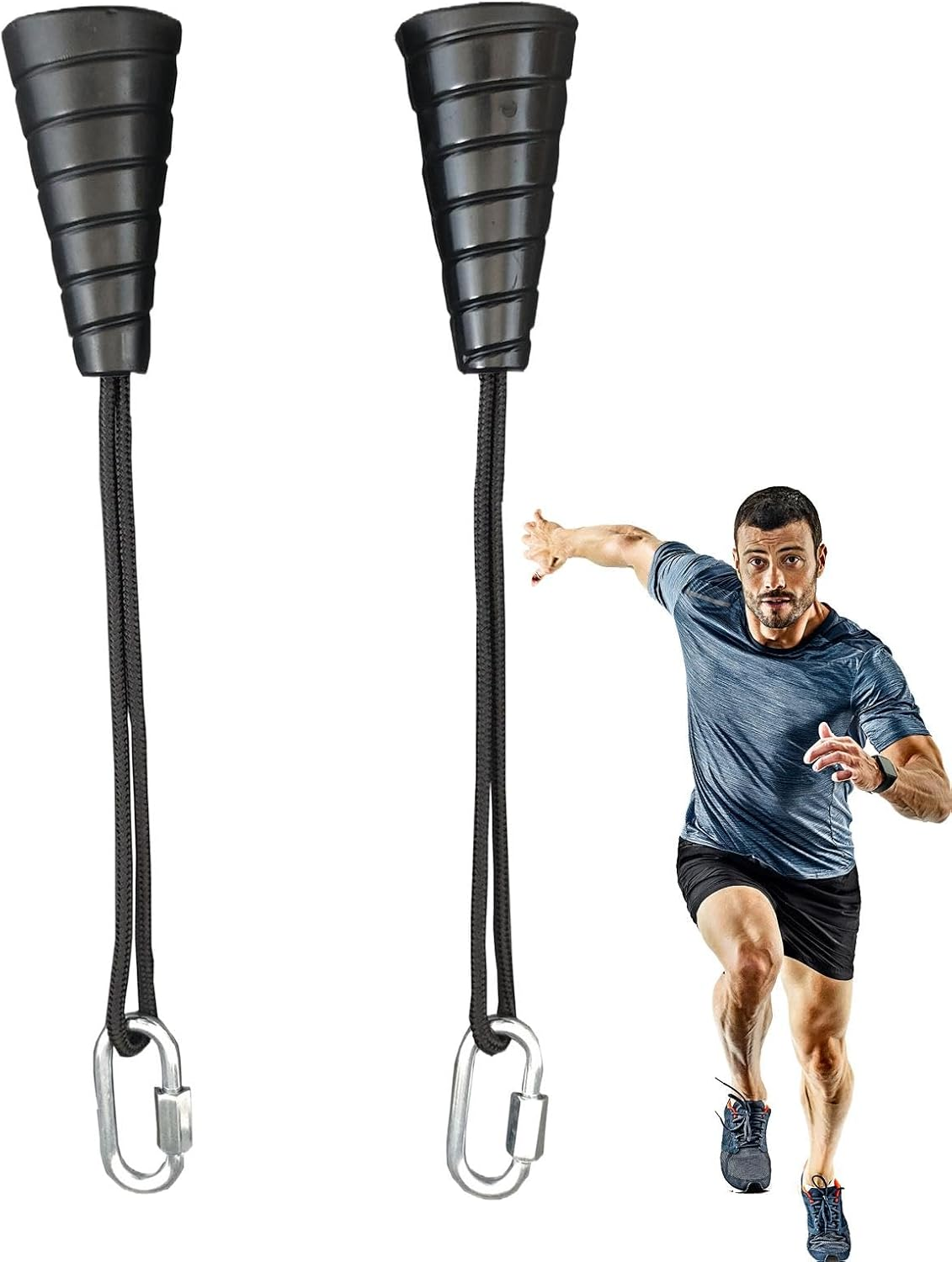 Cable Rope Attachment Single Grip Pull Down Handle Biceps Triceps Training - Black
