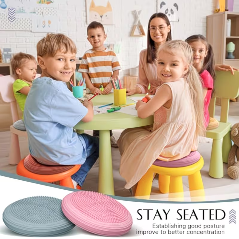 Balance Pad Inflatable PVC 34cm Wobble Cushion with Massage Surface and Pump for Core Training - Pink