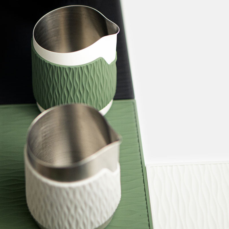 Espresso Milk Pitcher 500ml Handleless Stainless Steel Frothing Jug with Sharp Spout - Light Green