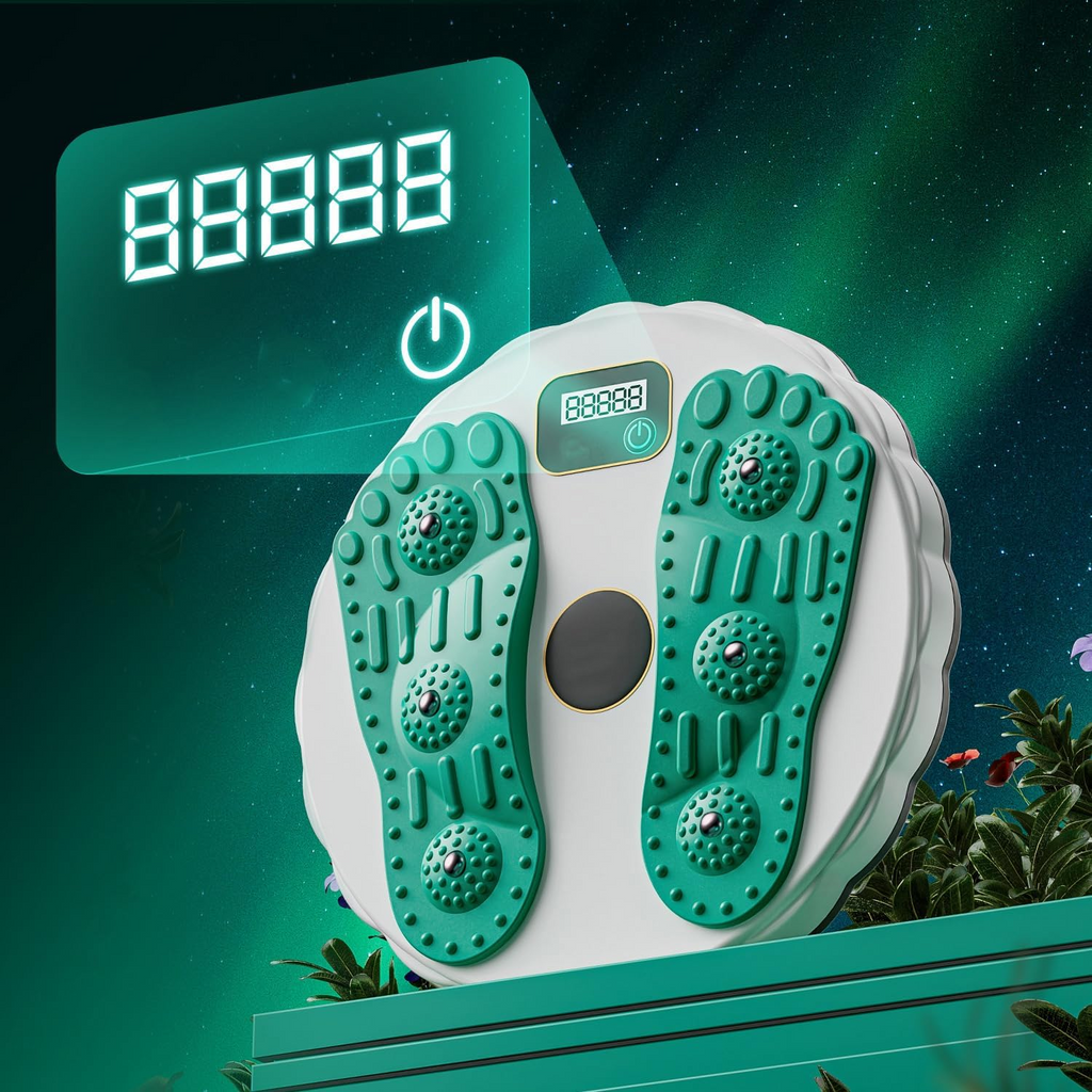 Twisting Waist Disc Fitness Board with LCD Display Rotating Core Trainer - White Green