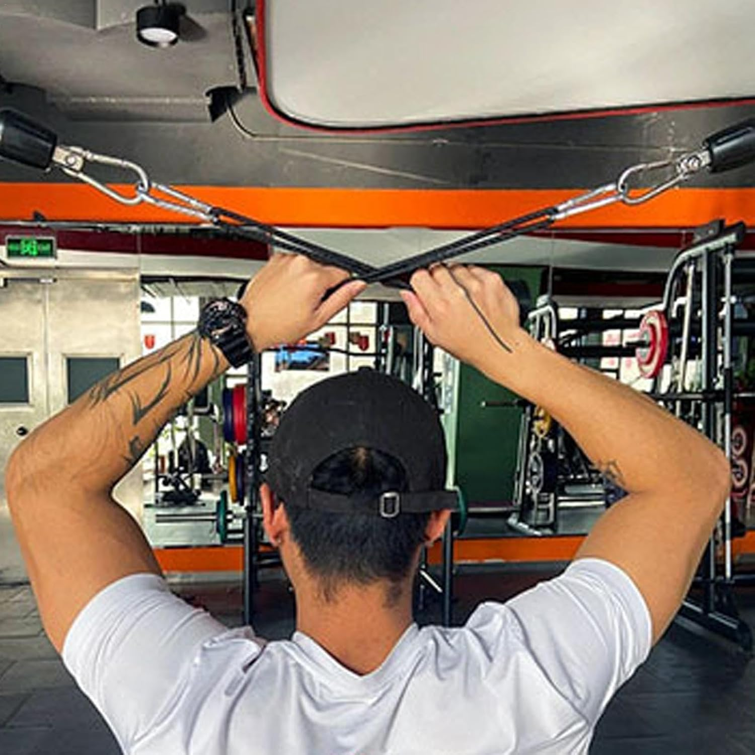 Cable Rope Attachment Single Grip Pull Down Handle Biceps Triceps Training - Black