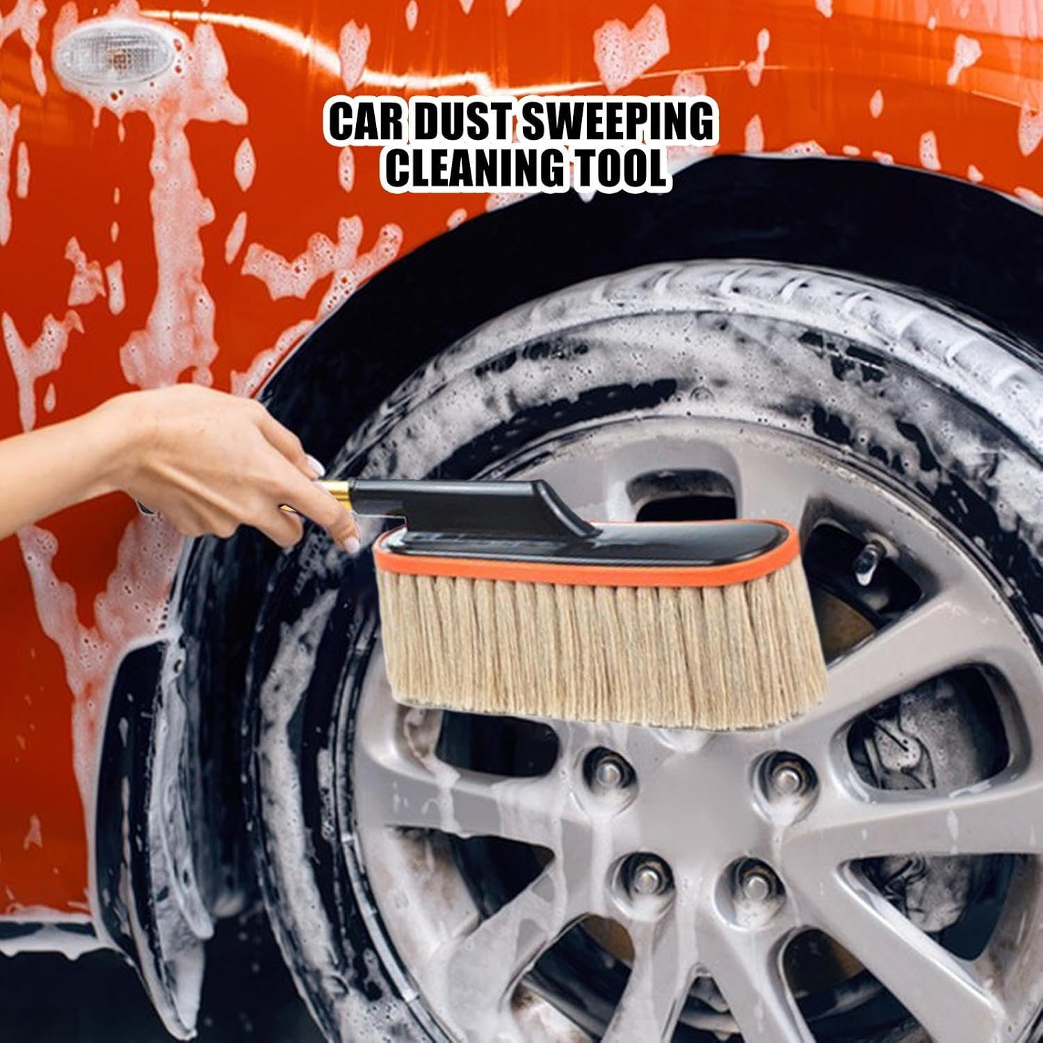 Car Cleaning Duster Mop Telescopic Handle 55–70cm Microfiber Wax Brush Set  Beige