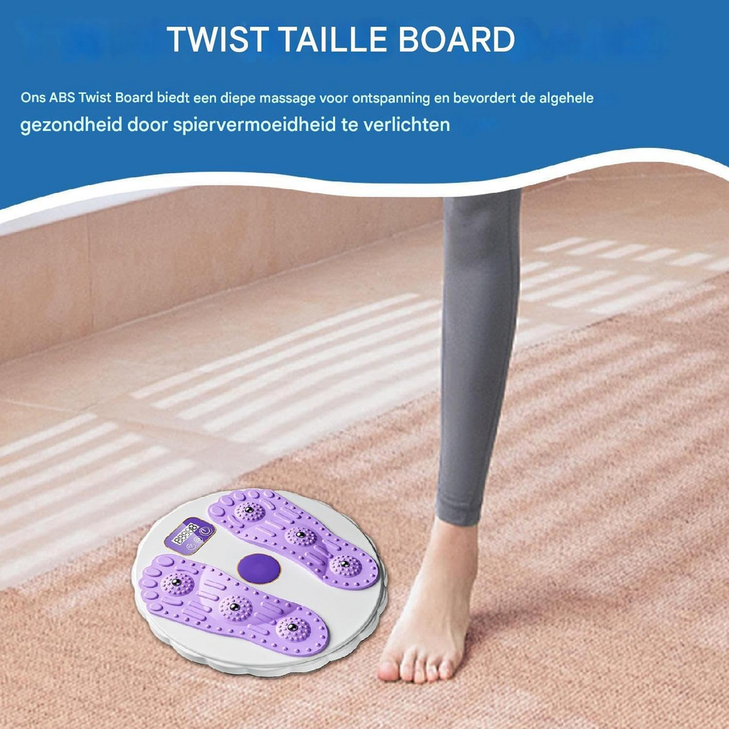 Twisting Waist Disc Fitness Board with LCD Display Rotating Core Trainer - White Purple