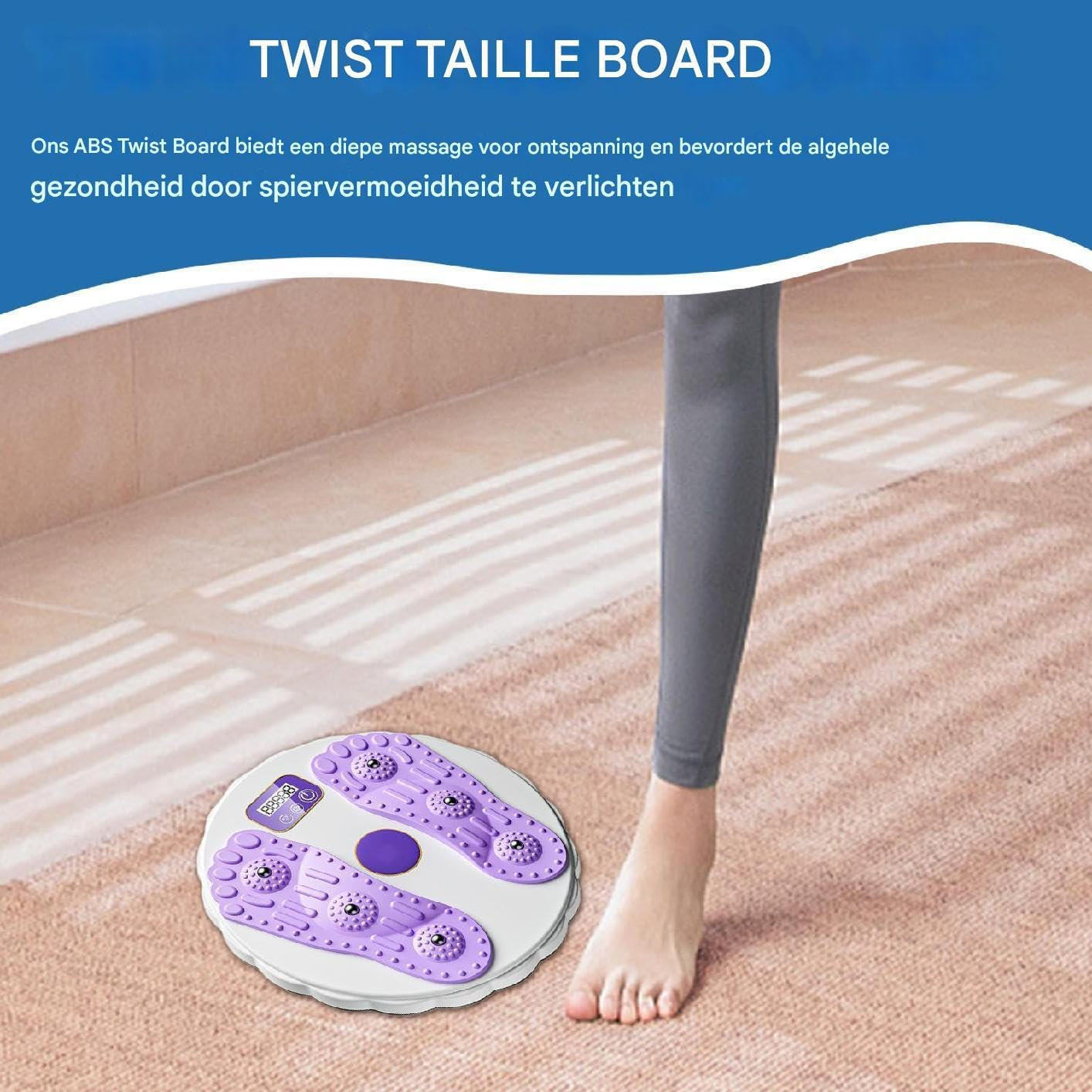Twisting Waist Disc Fitness Board with LCD Display Rotating Core Trainer - White Purple