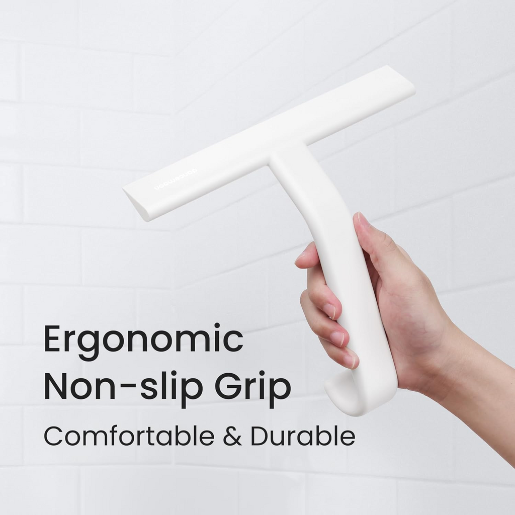 Silicone Glass Squeegee Window Bathroom Wiper with Hook T Handle - White