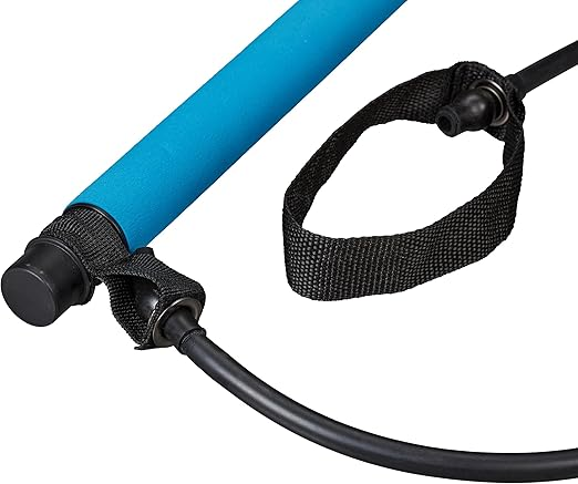 Pilates Bar Portable Resistance Training Stick Detachable Fitness Bar with Bands Home Workout Tool - Blue