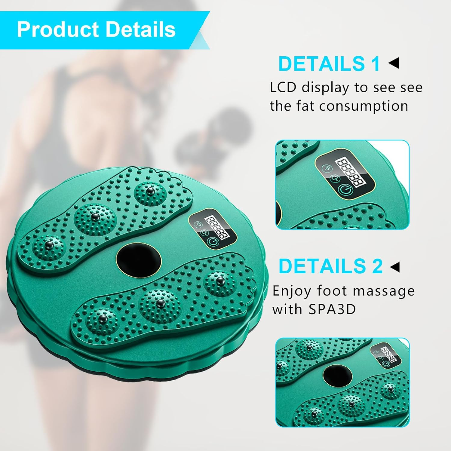 Twisting Waist Disc Fitness Board with LCD Display Rotating Core Trainer - Green