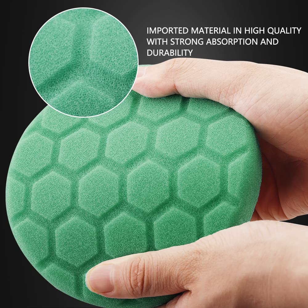 Polishing Pad Set 6 Inch Sponge Buffing Pads for Car Waxing - Green 5 Pcs