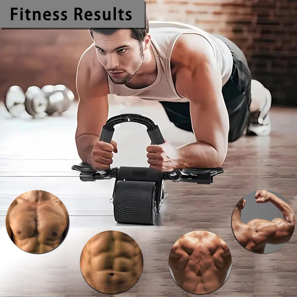 Abdominal Roller Wheel Automatic Rebound Double Wheel Core Trainer - Black