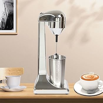 Electric Milk Frother 1400RPM Standing Hot and Cold Coffee Foamer 220–240V – Silver