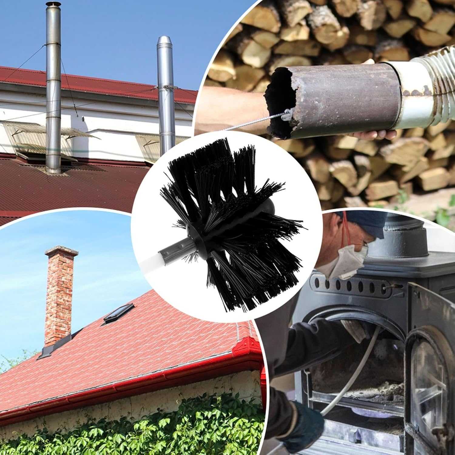 Chimney Cleaning Brush Flexible Dryer Vent Cleaner Extendable Rod Tool - 9 Pcs Flexible Extension Rods