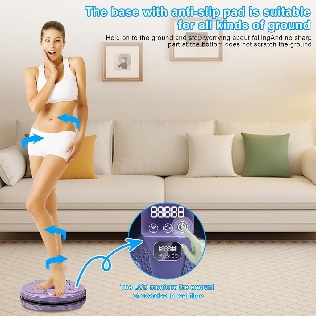 Twisting Waist Disc Fitness Board with LCD Display Rotating Core Trainer - Purple