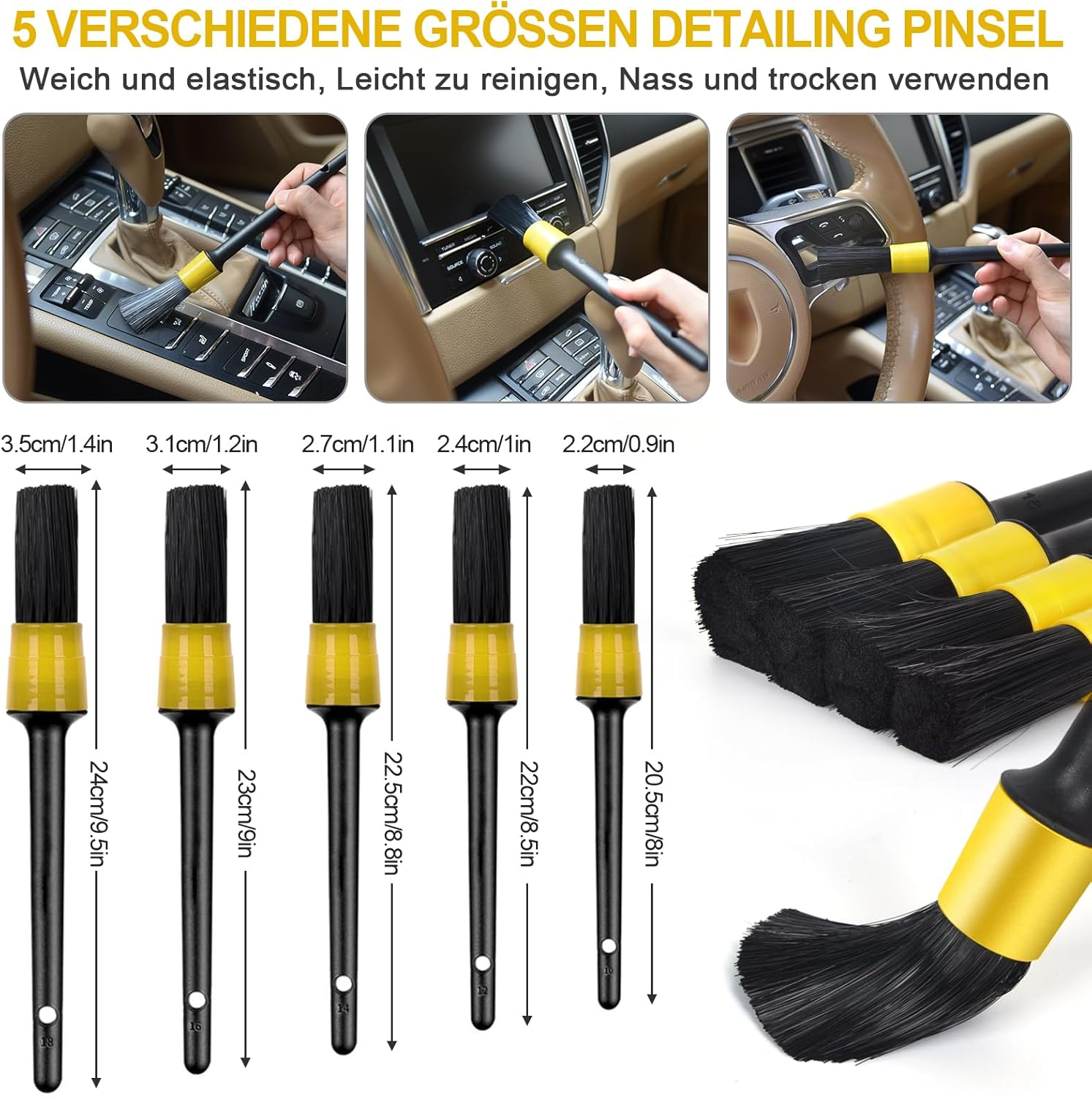Car Detailing Kit with Drill Brushes Cleaning Tools Set with Carry Bag - 20 Pcs