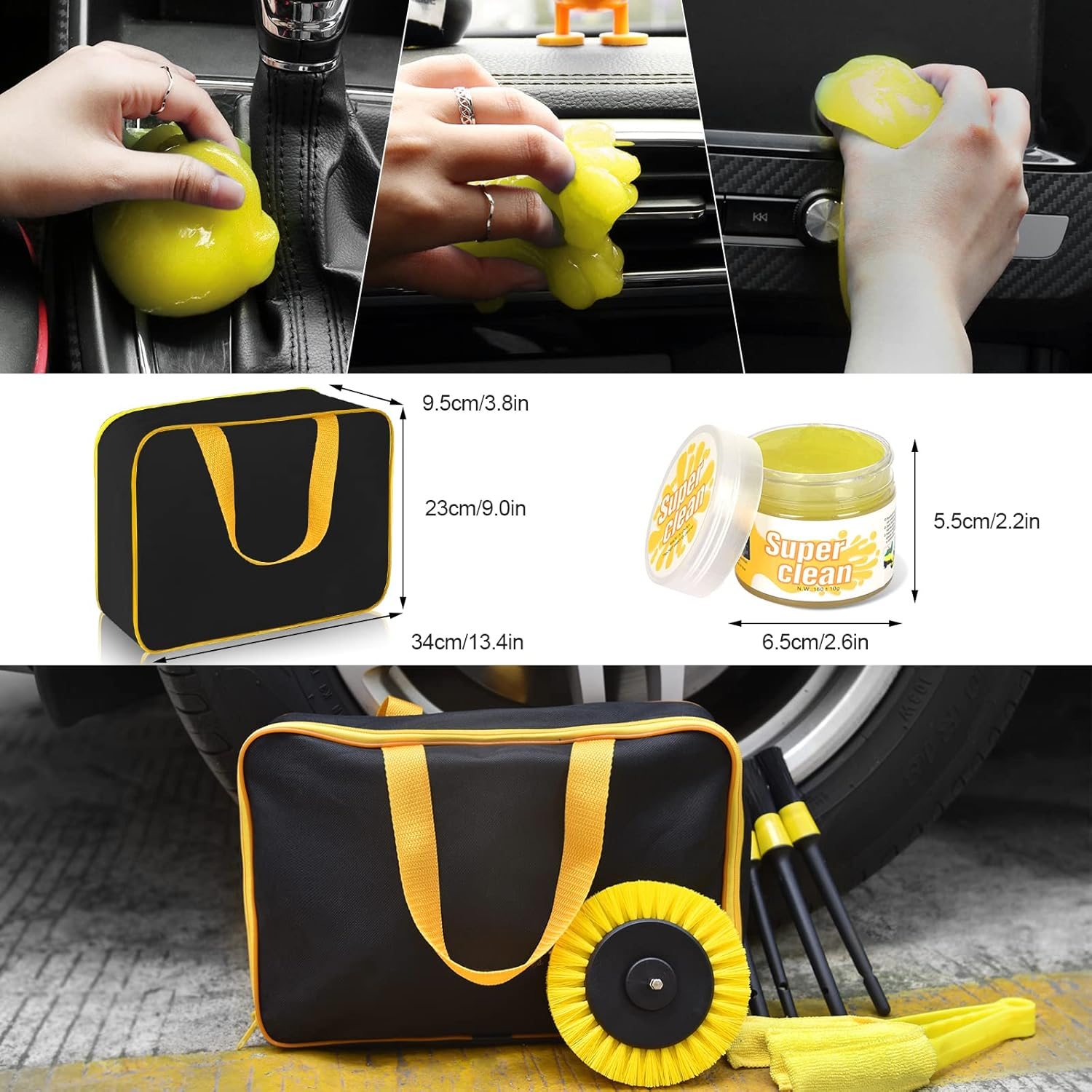Car Detailing Kit with Drill Brushes Cleaning Tools Set with Carry Bag - 20 Pcs