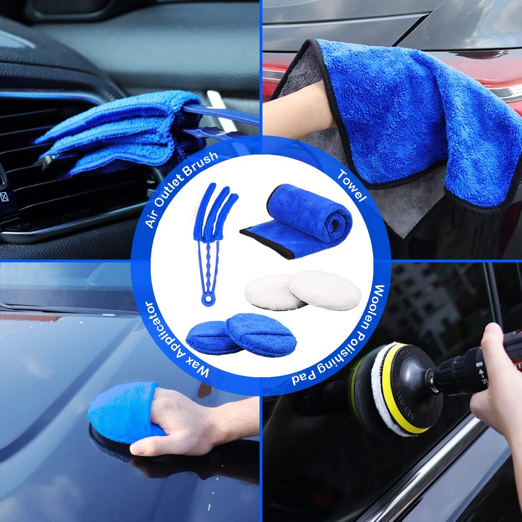 Car Detailing Kit with Drill Brushes Cleaning Tools Set with Carry Bag - 21 Pcs