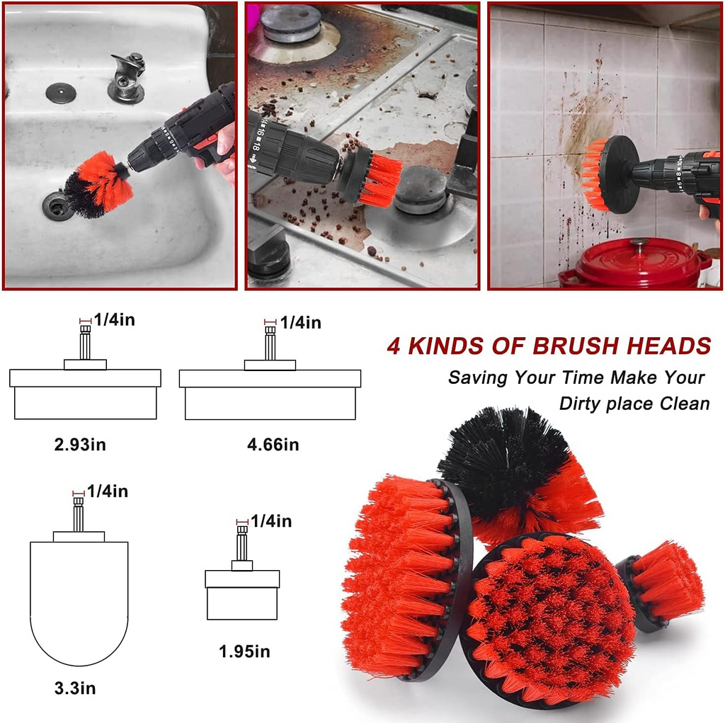Car Detailing Kit with Drill Brushes Cleaning Tools Set with Carry Bag - 17 Pcs