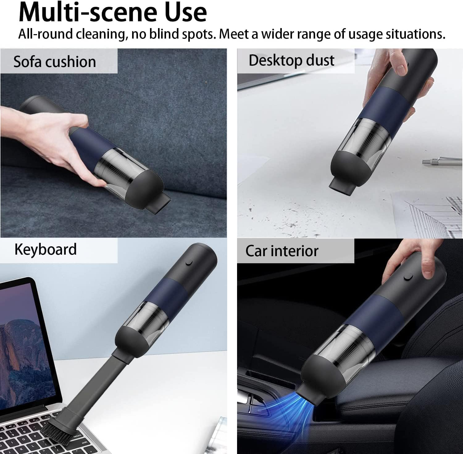 Handheld Vacuum Cleaner Cordless 20000Pa Mini Dust Cleaner 3 in 1 120W Black