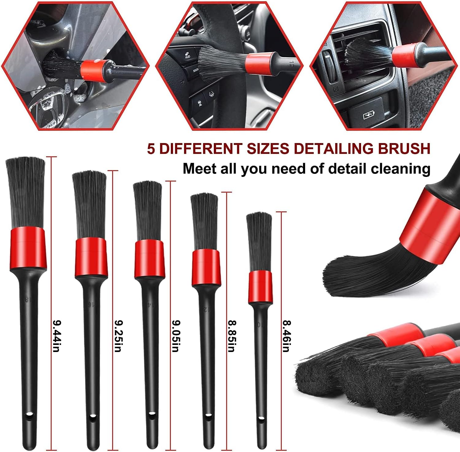 Car Detailing Kit with Drill Brushes Cleaning Tools Set with Carry Bag - 17 Pcs