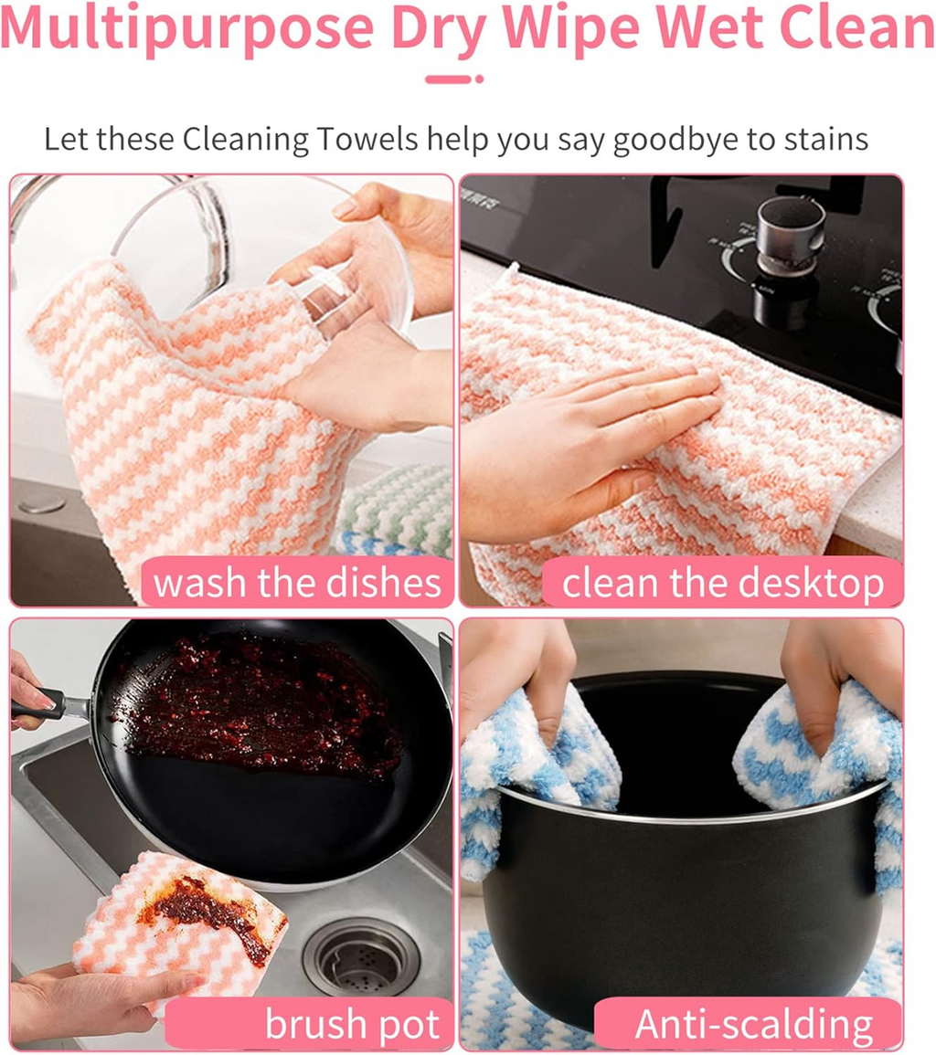 Microfiber Coral Fleece Cleaning Cloths 20x20cm Super Absorbent - Random Color 50 Pcs