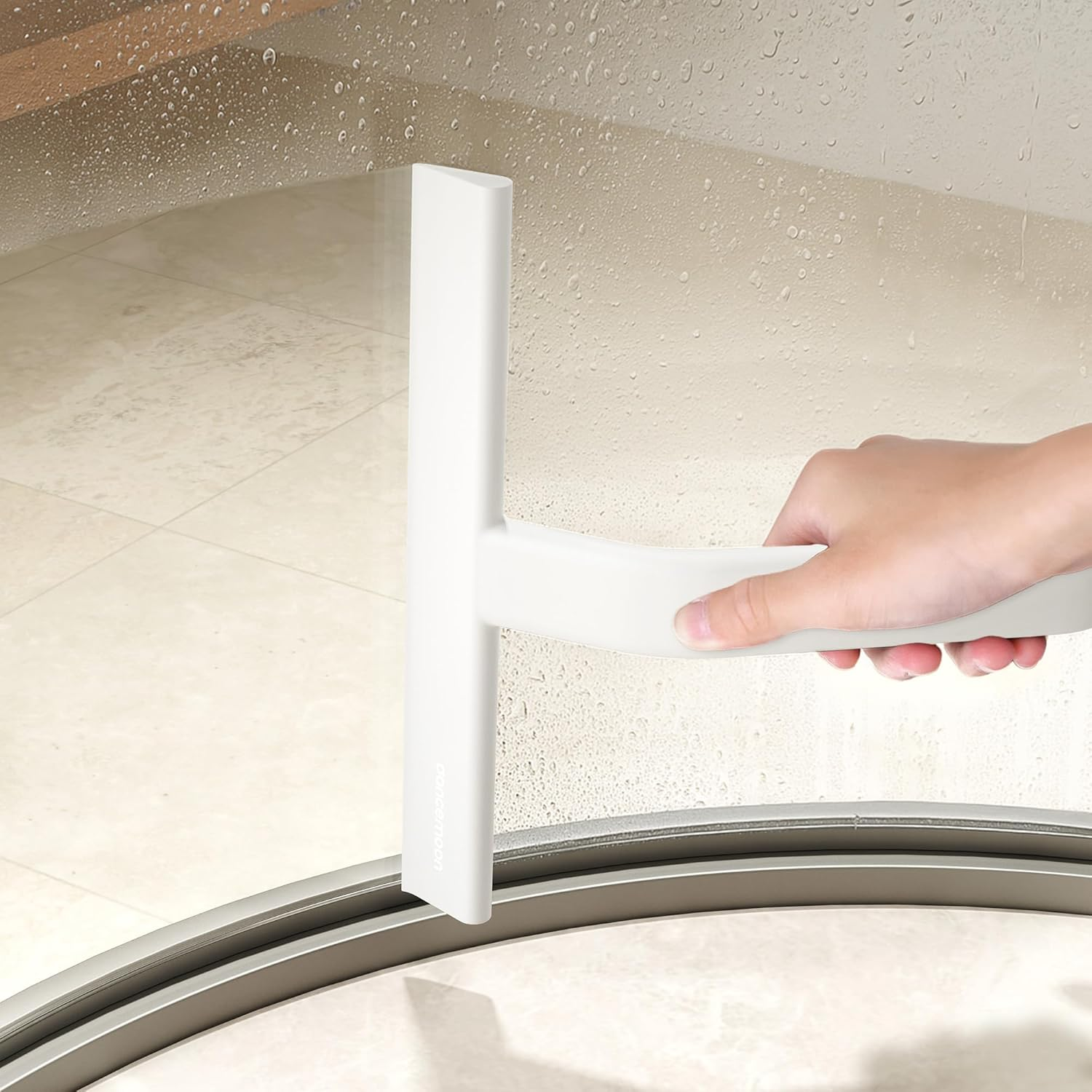 Silicone Glass Squeegee Window Bathroom Wiper with Hook T Handle - White