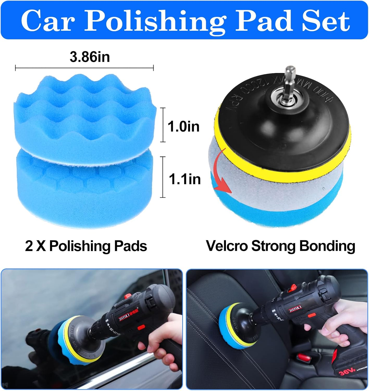 Car Detailing Kit with Drill Brushes Cleaning Tools Set with Carry Bag - 21 Pcs