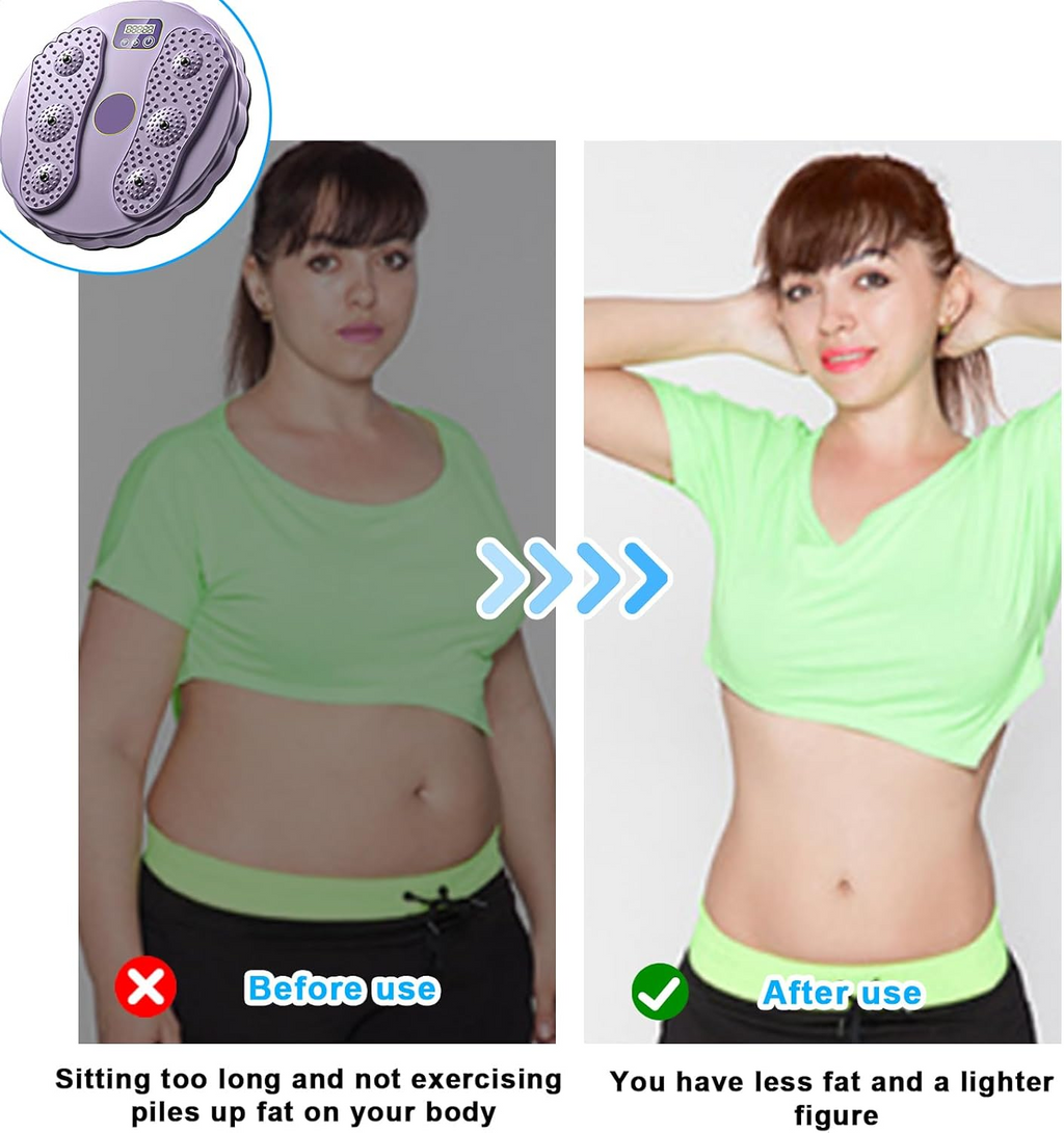Twisting Waist Disc Fitness Board with LCD Display Rotating Core Trainer - Purple