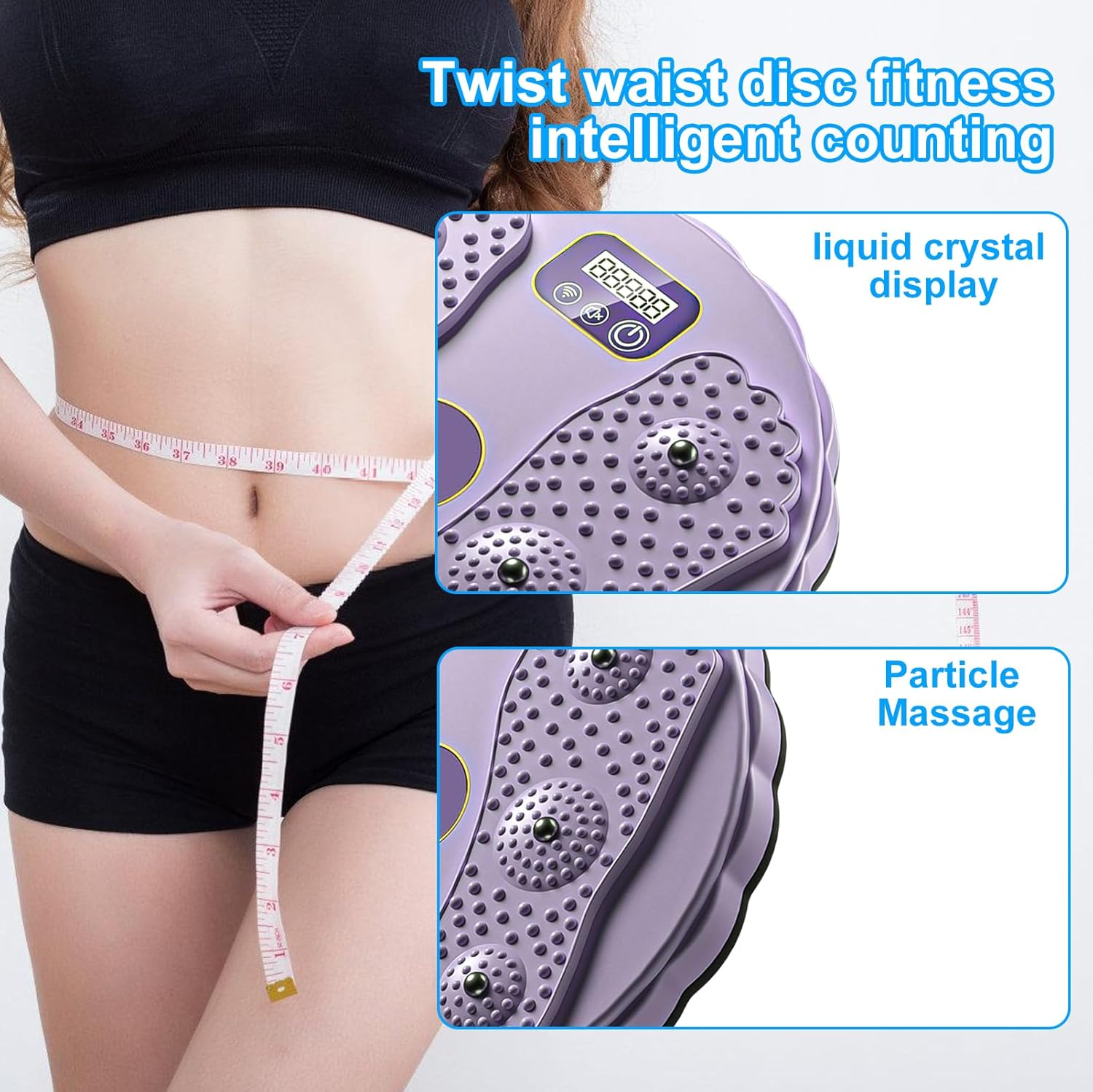 Twisting Waist Disc Fitness Board with LCD Display Rotating Core Trainer - Purple