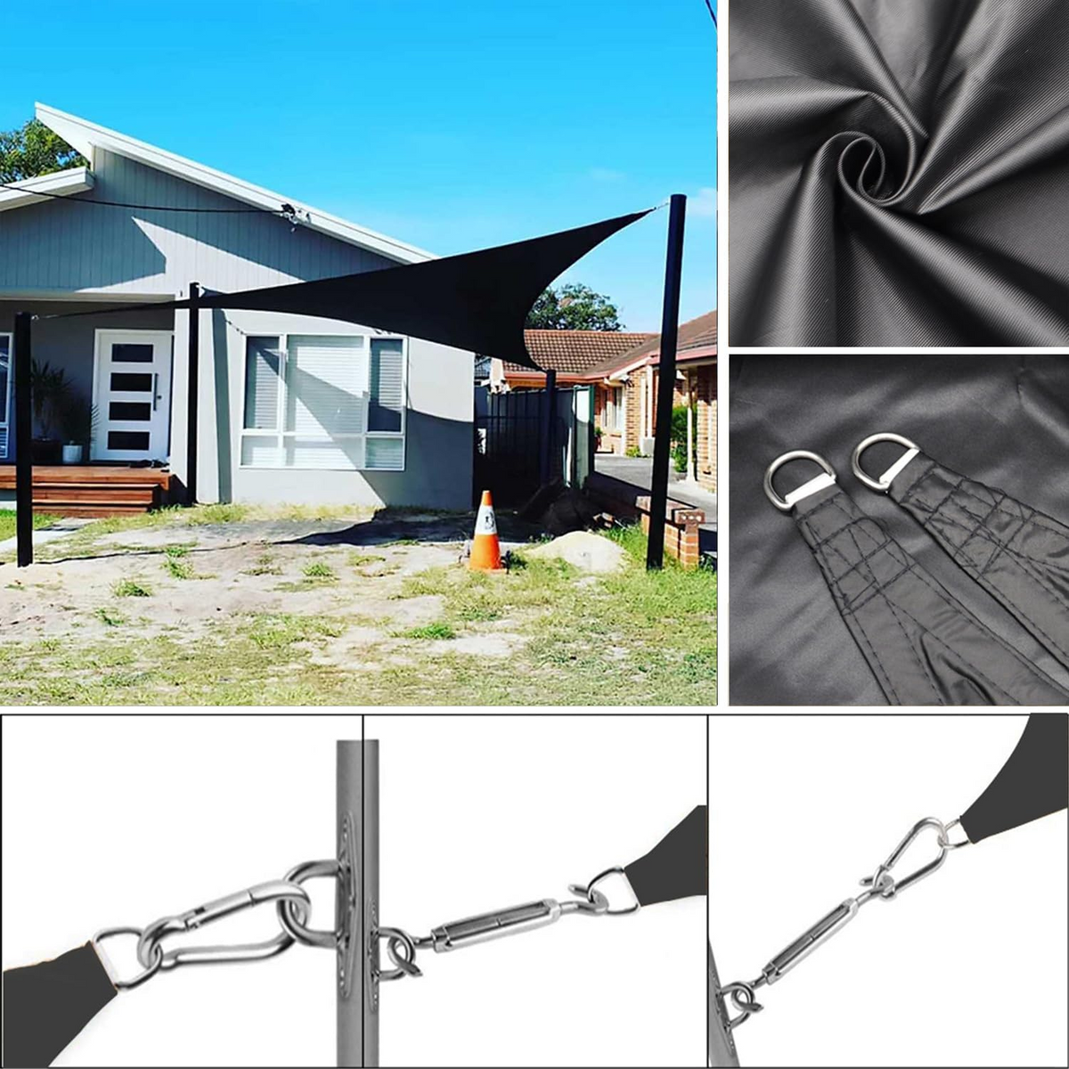 Sun Shade Sail 3x3x3m Triangle Waterproof Canopy for Outdoor Camping - Green
