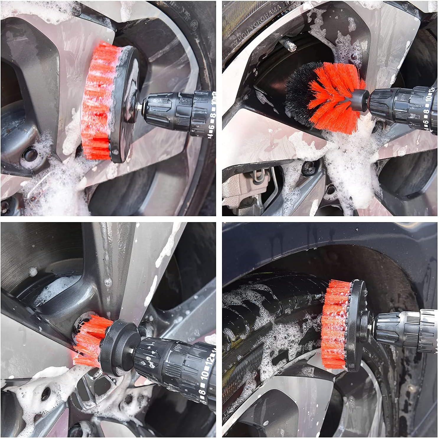 Car Detailing Kit with Drill Brushes Cleaning Tools Set with Carry Bag - 17 Pcs