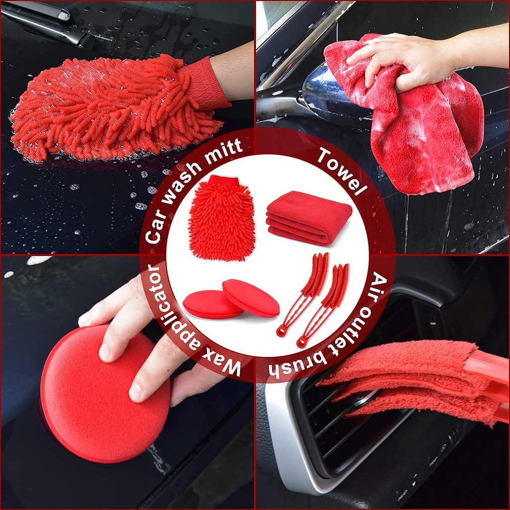 Car Detailing Kit with Drill Brushes Cleaning Tools Set with Carry Bag - 17 Pcs